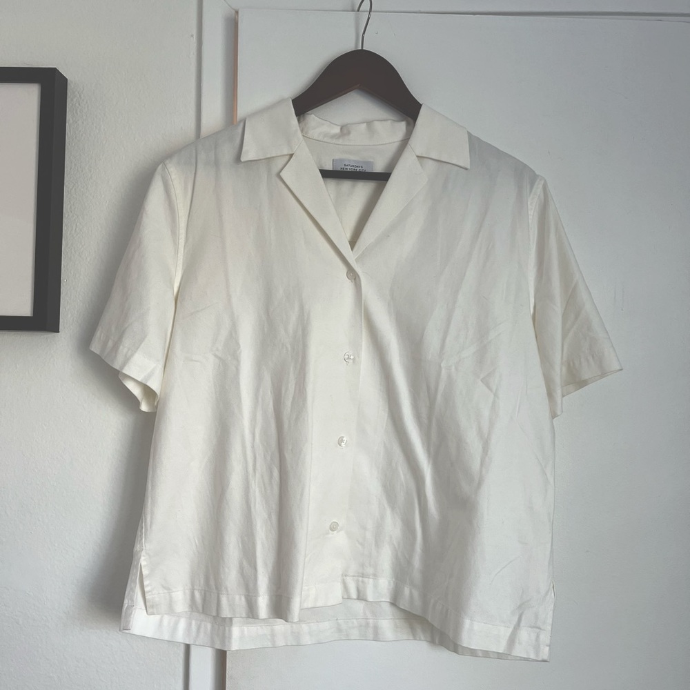 SATURDAYS NYC white camp shirt